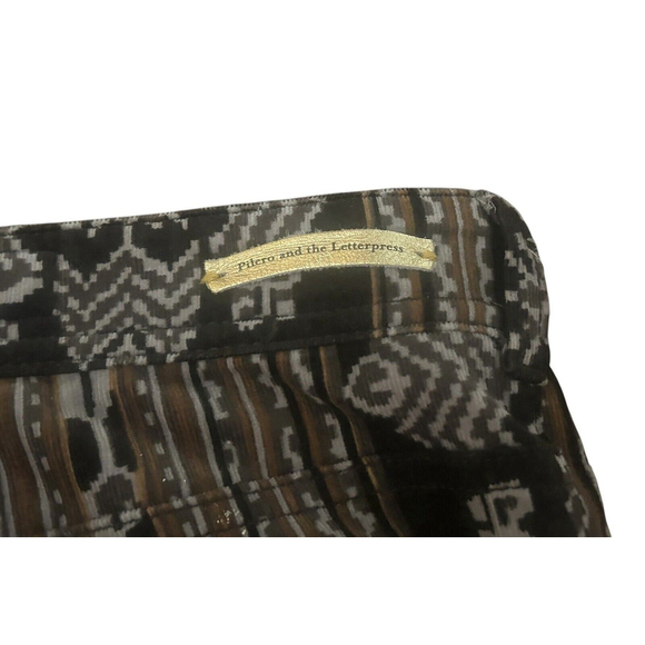 Pilcro & The Letterpress Pants Women’s 28 Multi Serif Printed Corduroy Brown - Picture 9 of 9